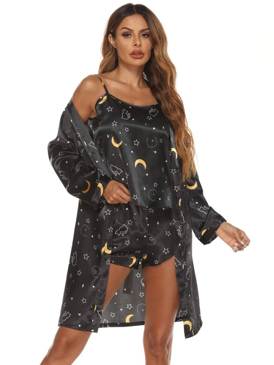 3 Piece Women's Home Furnishings Pajamas Bathrobes + Sling Set Pijama for Women - Daisan Mart