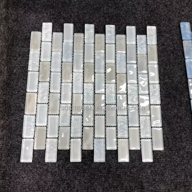 1x2" Rectangular Subway Wall Tiles White Glossy Surface Swimming Pool Mosaic for Bathroom Decoration Wall Floor Tiles 