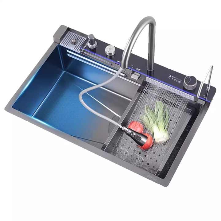 Modern kitchen faucet, sink mixer with digital display, extendable spout 