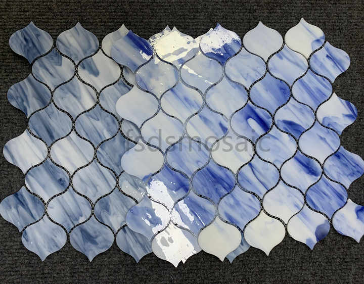 Dòng sản phẩm Blue Series hiện đại kính màu khảm tường hình đèn lồng trang trí nội thất dày 4mm Giải pháp thiết kế đồ họa