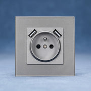 Ổ Cắm Kính Châu Âu USB Nhanh 240V A+A DC5V 2.1A