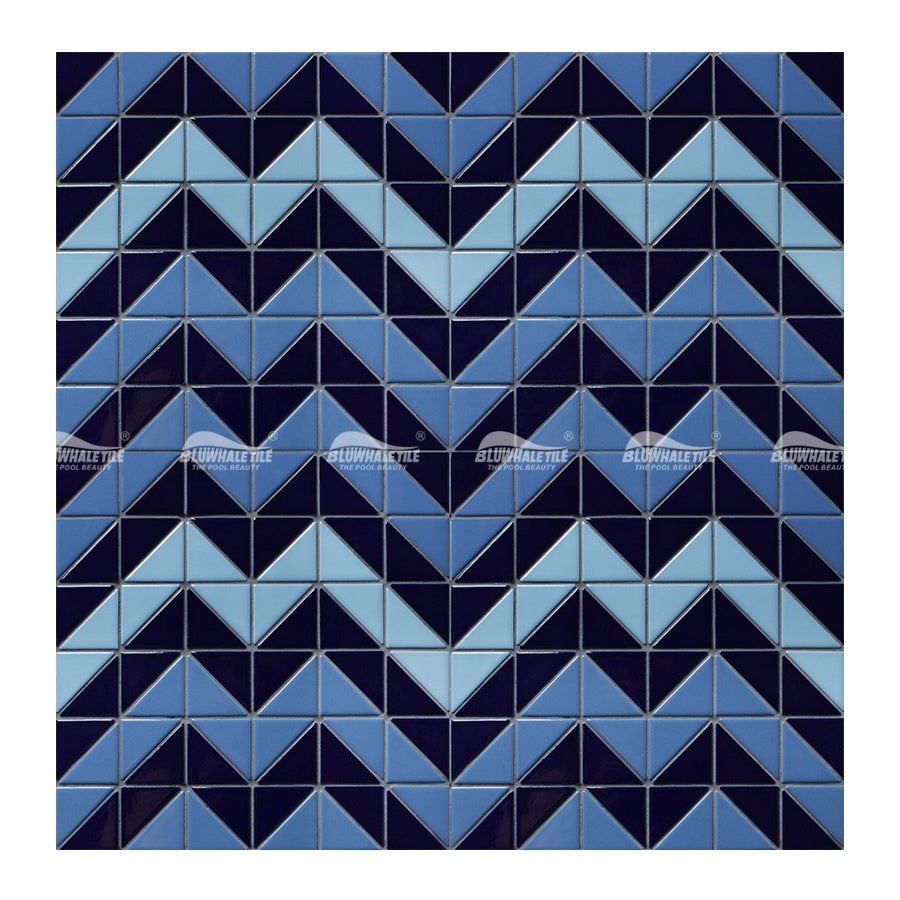 Outdoor Swimming Pool Porcelain Triangle Mosaic Tiles 