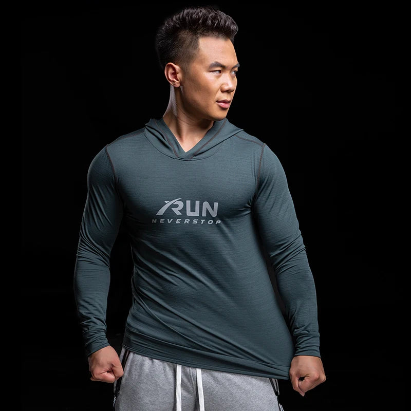 Men's Long Sleeve Sports T-Shirt, Stretchy and Breathable