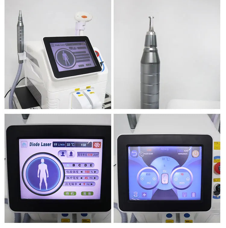 2025 Professional 2 in 1 Laser Hair Removal Machine Picosecond Q Switch ND YAG 1064NM Tattoo Removal 3 Waves Device