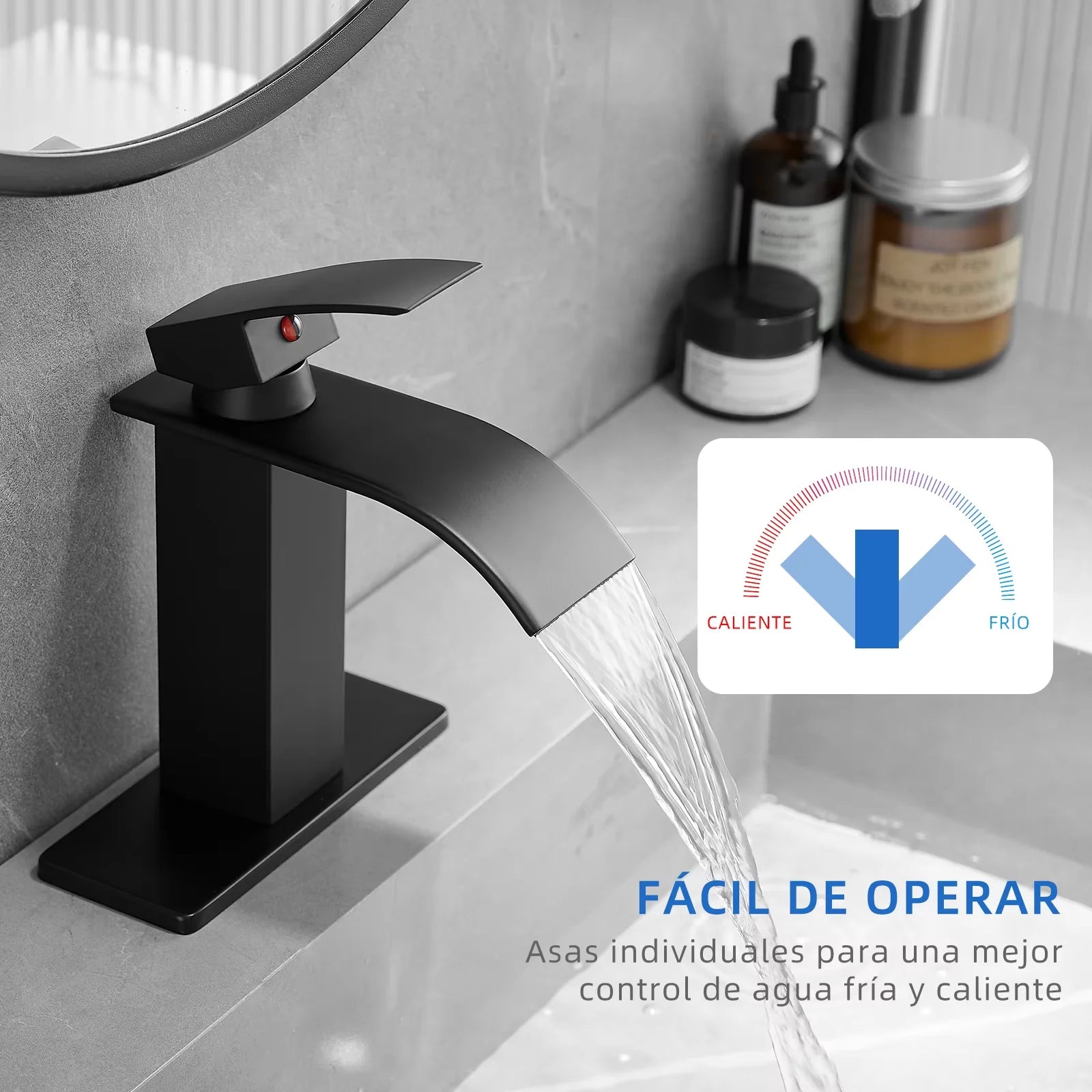 Modern Stainless Steel Brass Waterfall Bathroom Basin Faucet Bathroom Single Hole Water Mixer Tap Bathroom Basin Faucet - Daisan Mart