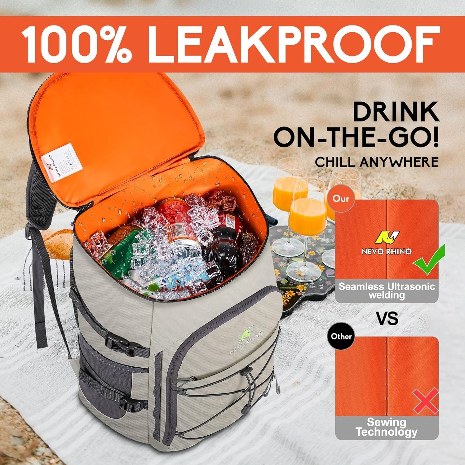 Wholesale 35L Large Capacity Nylon Cooler Backpack, CE Certified, Holds 30 Cans of Beverages 