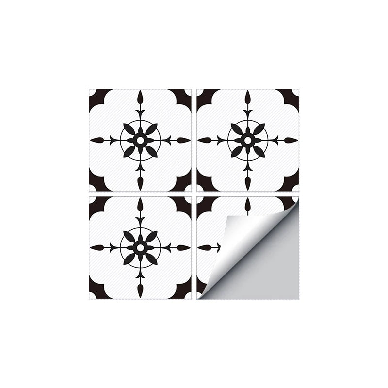 Classic European Black And White Tile Floor Stickers 3D Adhesive Kitchen Corridor Decoration Wallpaper Waterproof