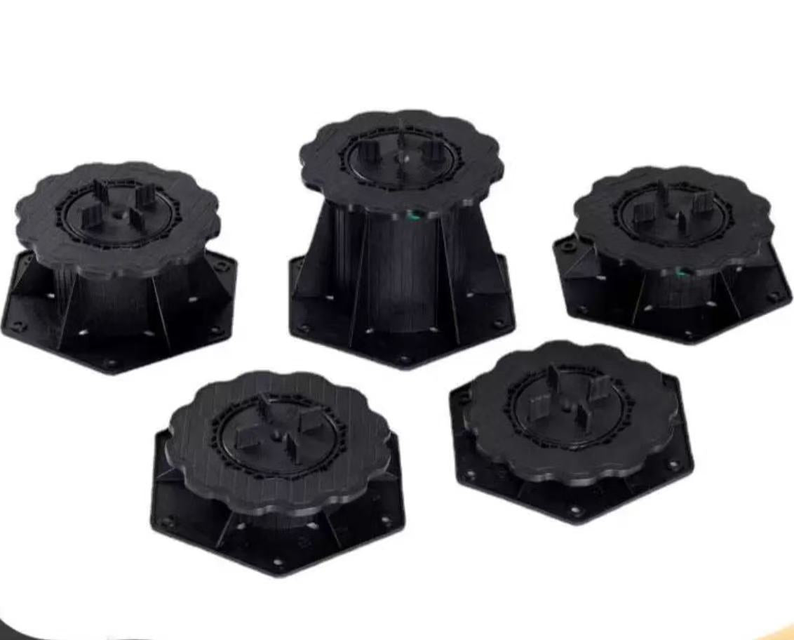 Adjustable base system made of PP PVC material, floor lift with flooring accessories 