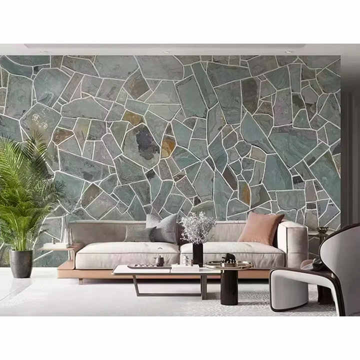 Wholesale thick ocean blue slate cladding building facade natural features wall cladding stone culture split stone tiles 