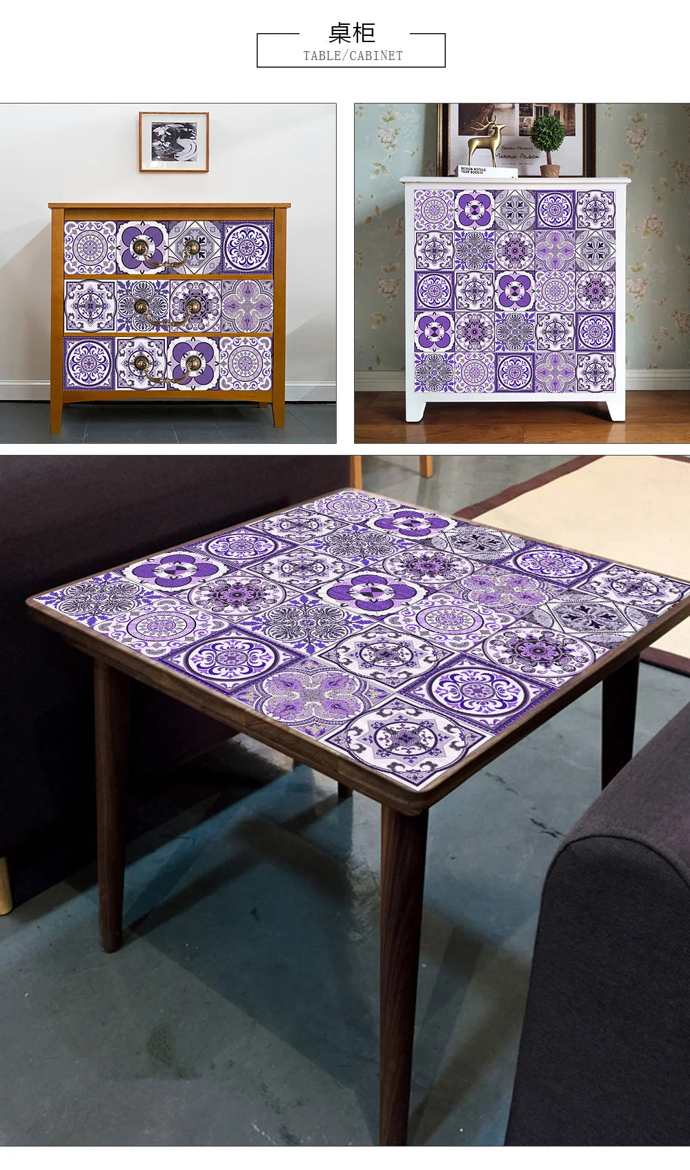10/15/20/30cm Purple Retro Strip Tiles Wall Sticker Kitchen Stairs Tile Decoration Wallpaper Peel &amp; Stick Waterproof Art Mural