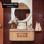 Modern villa bathroom wall tiles for hotel kitchen bathroom project Gray and red mosaic kitchen wall tiles 
