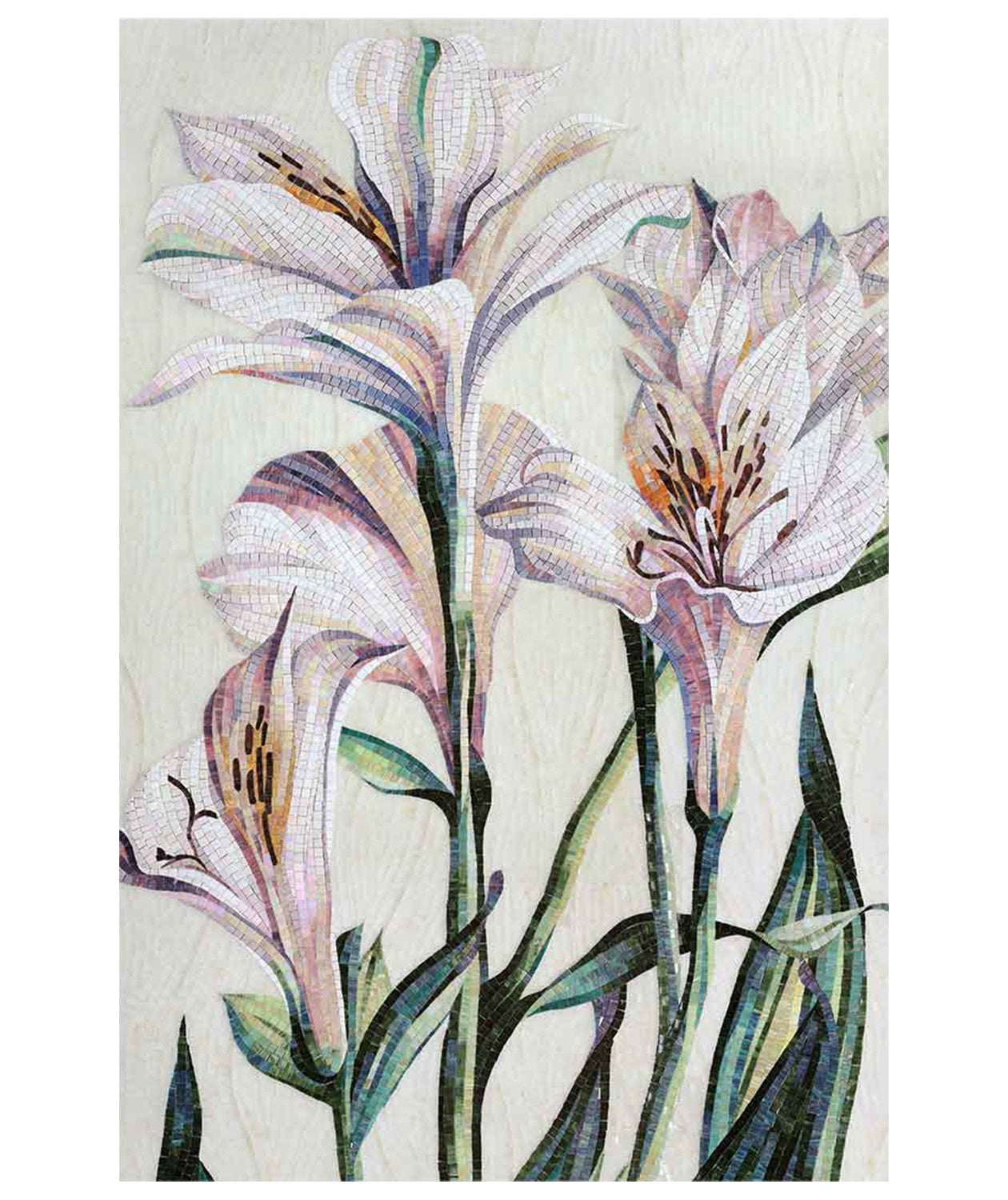 Chinese custom living room interior decoration flower pattern glass mosaic painting