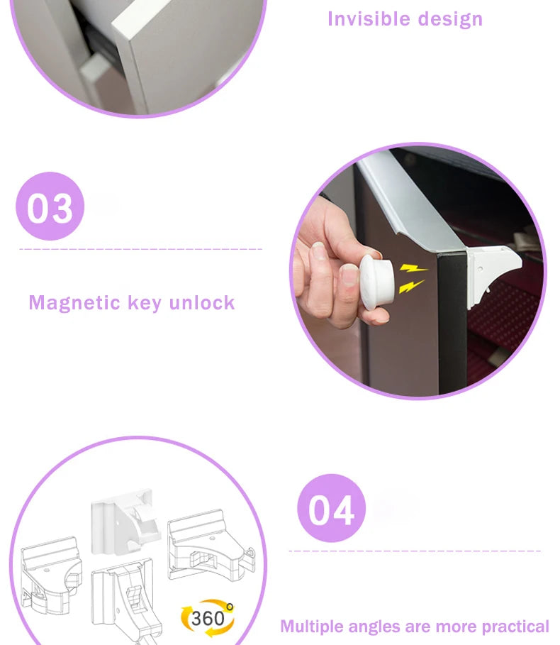 Baby Safety Lock Invisible Lock Kids Security Drawer Latch Cabinet Door Magnetic Child Safety Lock Limiter  Children Protection - Daisan Mart