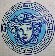 VersaceStyle square glass painting 152x152cm 60x60 inch Medusa goddess of the pool wall art mosaic cutout 