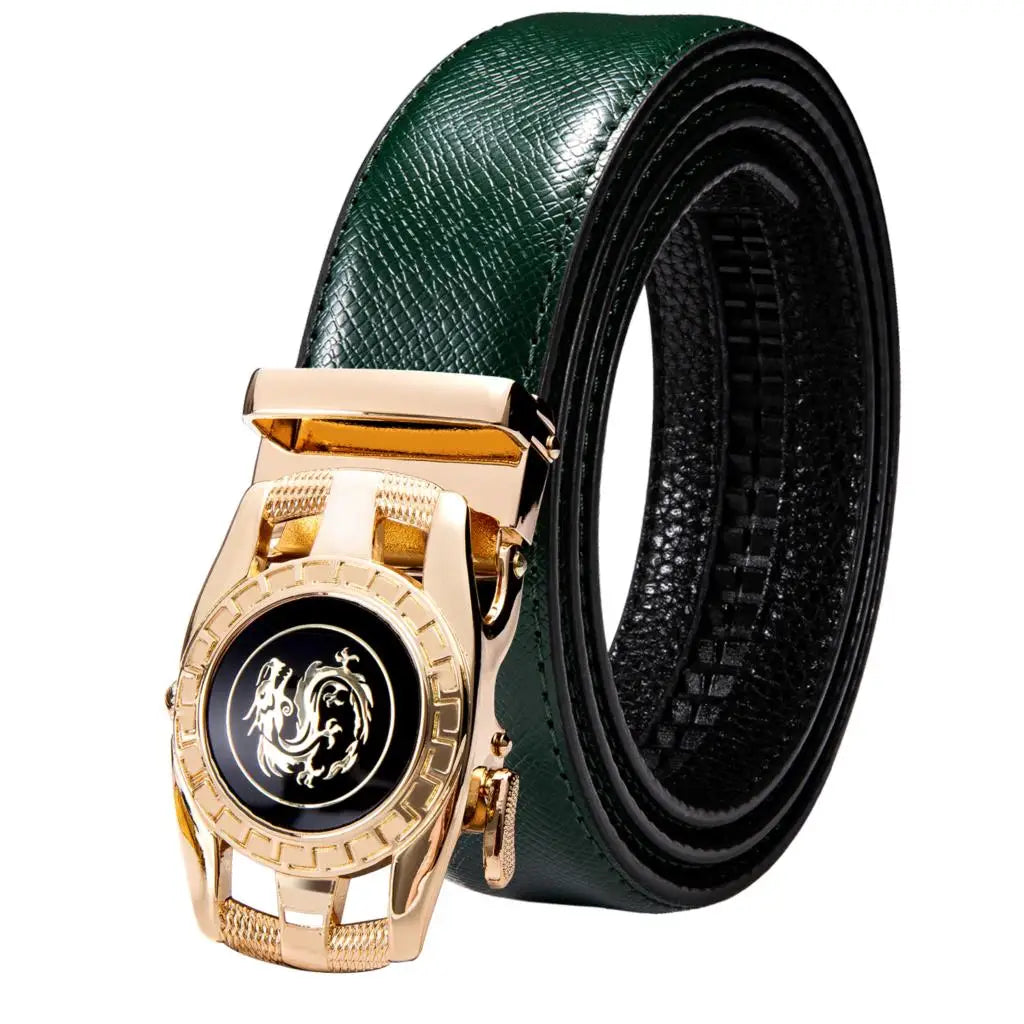 Men's Classy Blue Leather Belt, Automatic Buckle