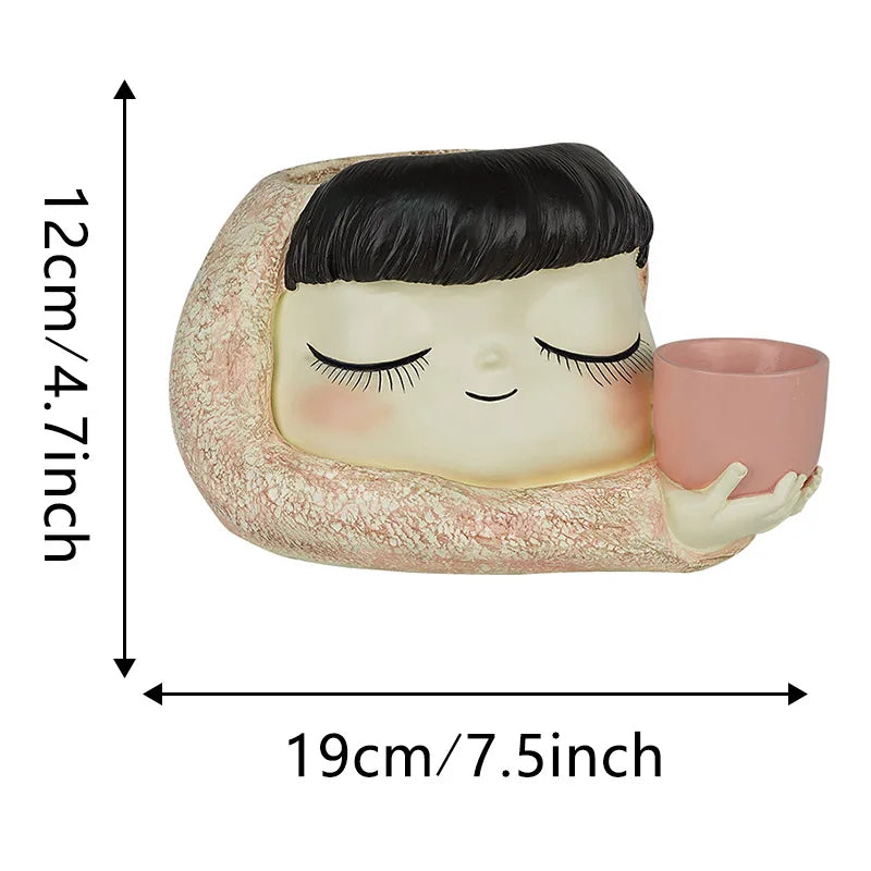 Chậu Hoa Nghệ Thuật Cô Gái Ngủ Bắc Âu Độc Đáo