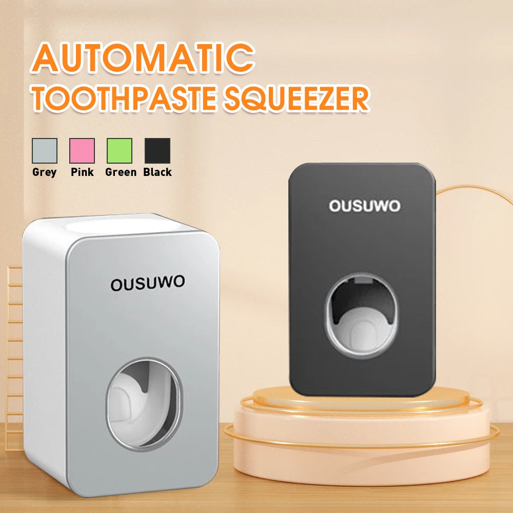 Automatic Toothpaste Dispenser Dust-proof Toothbrush Holder Wall Mount Stand Bathroom Accessories Set Squeezer