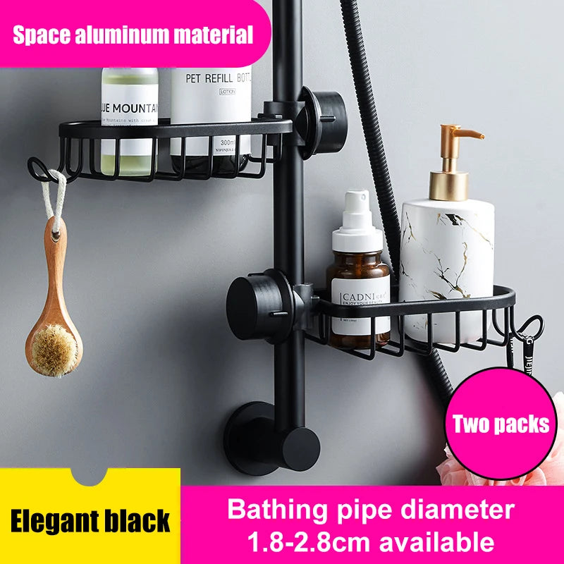 Bathroom Shelves Shower Rack Aluminum Basket For Shampoo Soap Bathroom Storage Adjustable Kitchen Faucet Sink Rag Holders - Daisan Mart
