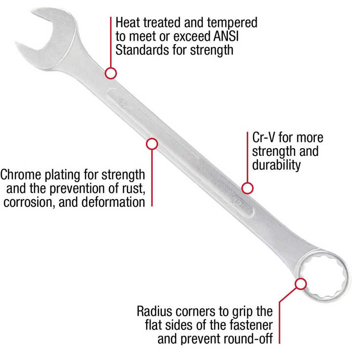 Mirror plated open mouth wrench set of 6 