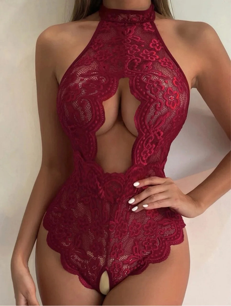 Sexy Backless Lace Bodysuit Size S-3XL