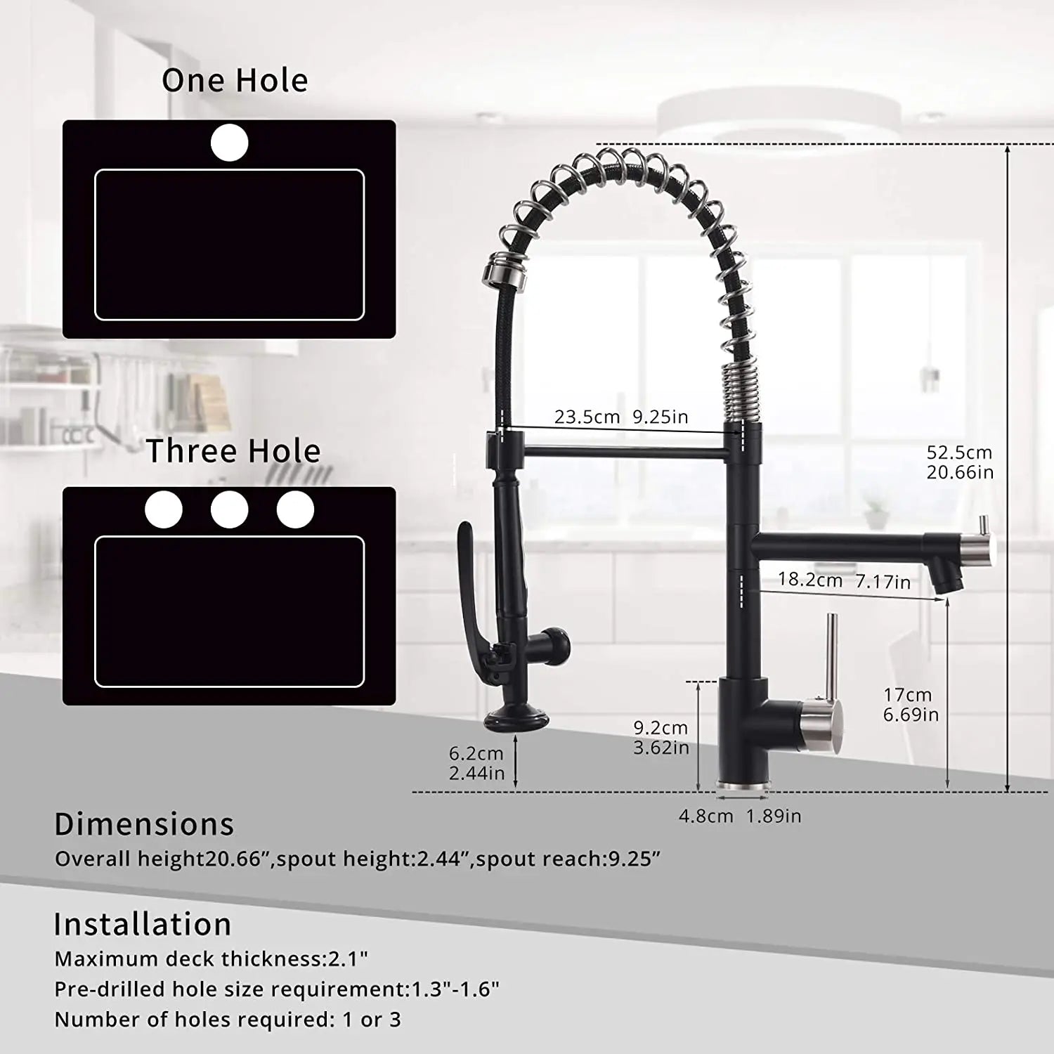 Commercial Modern Black Pull Down Double Outlet European Gourmet Kitchen Led Water Faucet With Plate
