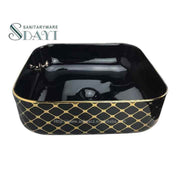 SDAYI Sanitary equipment WC Lavabo Black Yellow Wash basin Bathroom countertop Square ceramic art basin 