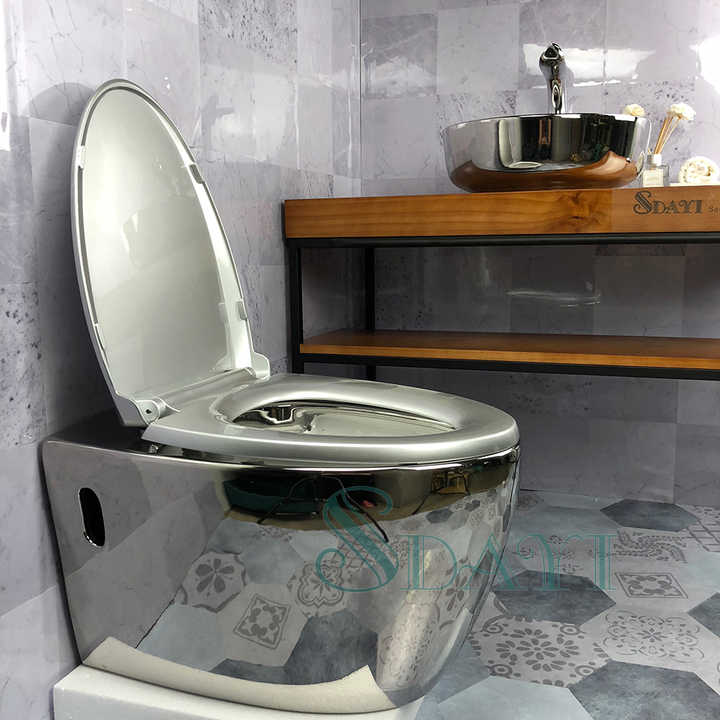 SDAYI modern style silver plated rimless ceramic wall hung toilet 