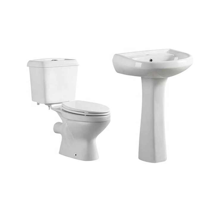 Medyag Cheapest Two Piece Ceramic Inodoro Washbasin Set Bathroom Pedestal Washbasin 