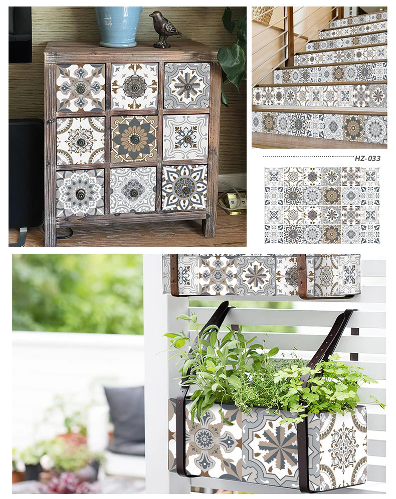 24pcs Retro Gray Kitchen Tile Sticker Wall Waterproof Self Adhesive Wallpaper PVC Furniture Cabinet Surface DIY Decorative Decal