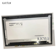 Màn hình laptop có viền bạc, nhãn dán trắng và chữ "Don't Touch" màu đỏ bên dưới.