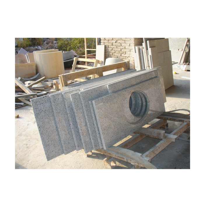 White natural granite worktop, bathroom vanity with sink, hotel countertop, bar counter, irregular cash register 