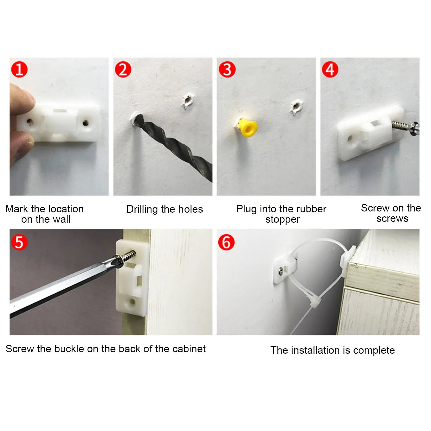 Baby Safety 6 Set Furniture Anti-tip Straps Prevention Device for Kids Children Falling Furniture Prevention Device Protection C - Daisan Mart