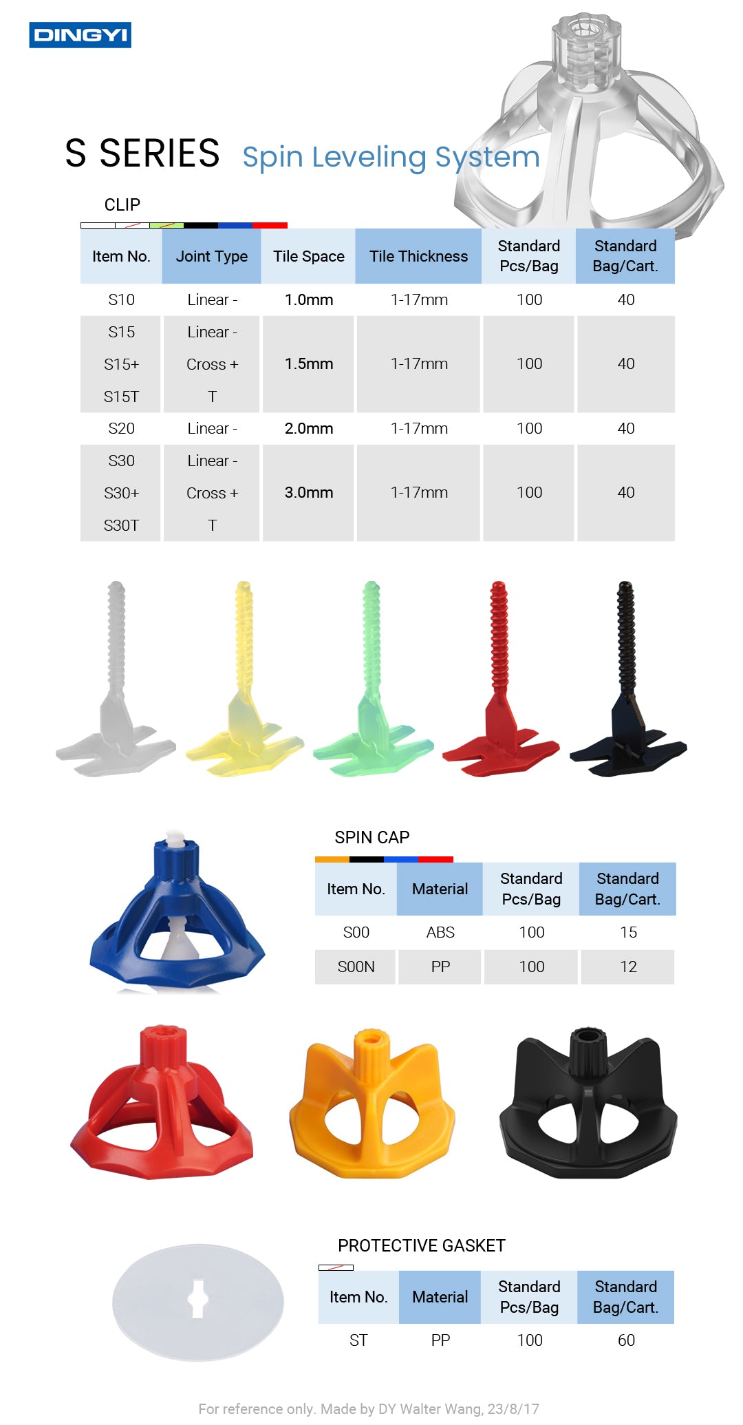 High quality tile supports and leveling caps for ceramic tiles 