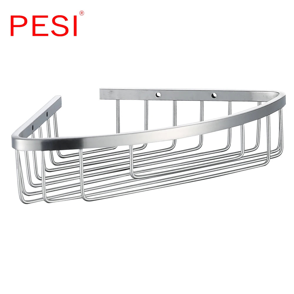 Bathroom Shelf Black Stainless Steel Single Bathroom Shelves Shower Storage Rack Wall Mounted Corner Basket Shampoo Shelf. - Daisan Mart