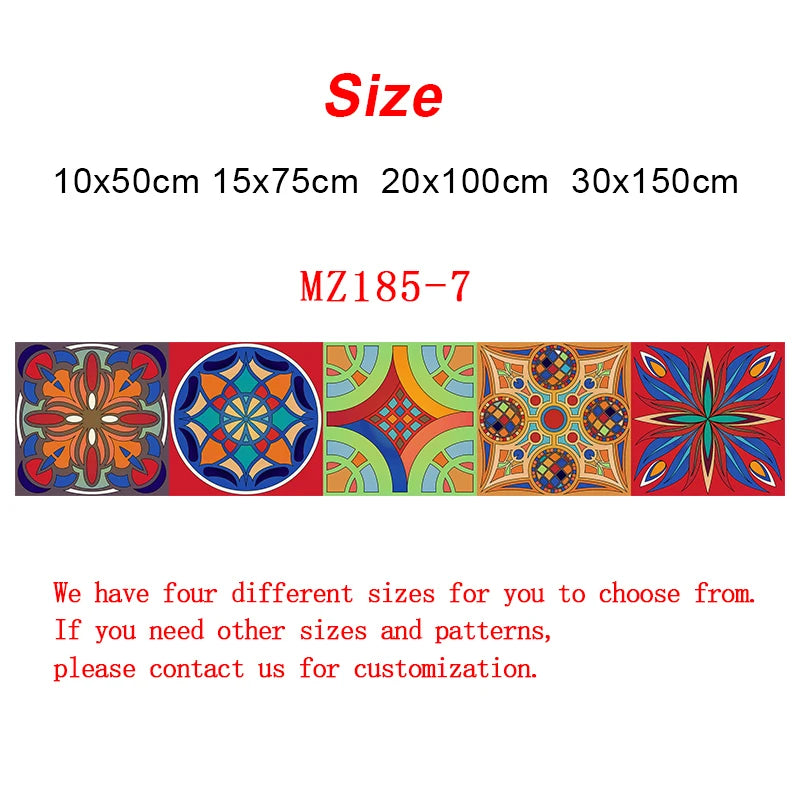 Colorful Mandala Style Strip Tiles Wall Sticker Kitchen Wardrobe Bathroom Waterproof Wallpaper Peel &amp; Stick Art Wall Decals