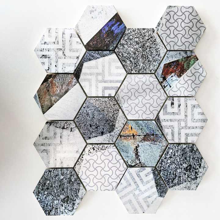 Wholesale modern style metal inkjet hexagon mosaic tiles decoration for interior living room kitchen bathroom wall decoration 