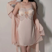 Big Size 2-Piece Sexy Silk Pajamas Set