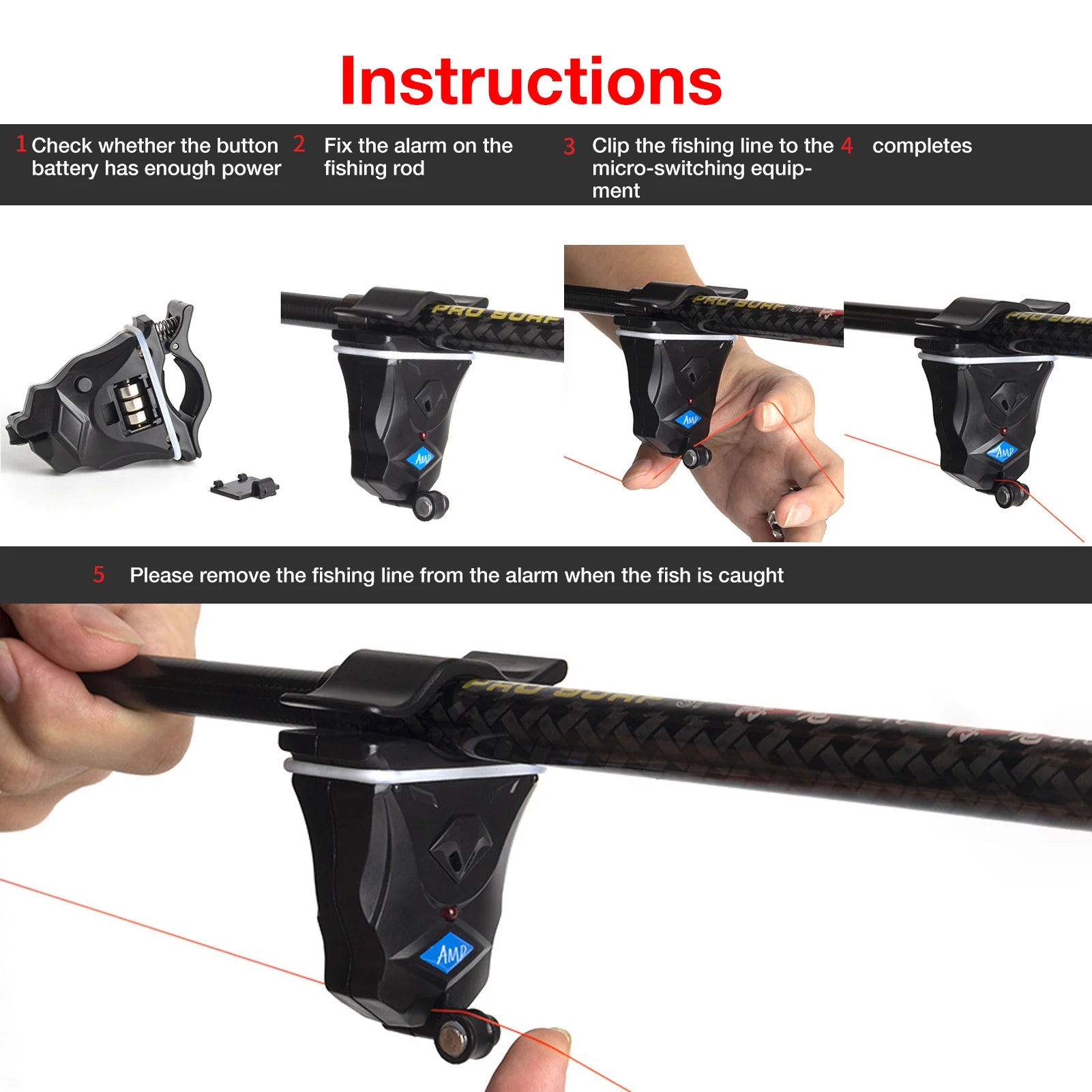 Chuông Báo Cá Cắn Đèn Âm Thanh Kép cho Cần Câu