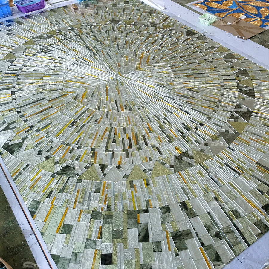 3D handmade flower mosaic painting for swimming pool wall 