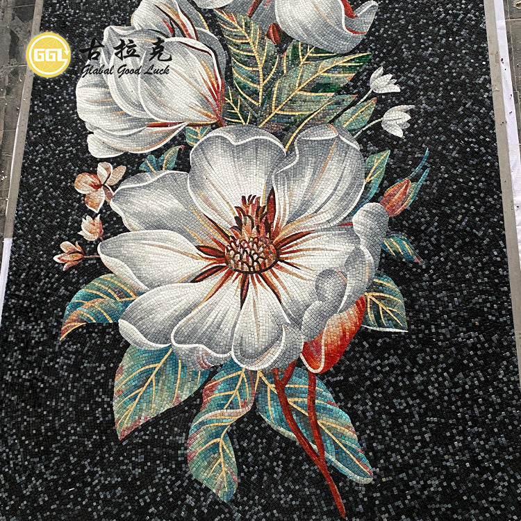 Custom modern flower glass mosaic for bathroom, bedroom &amp; hotel wall and floor 