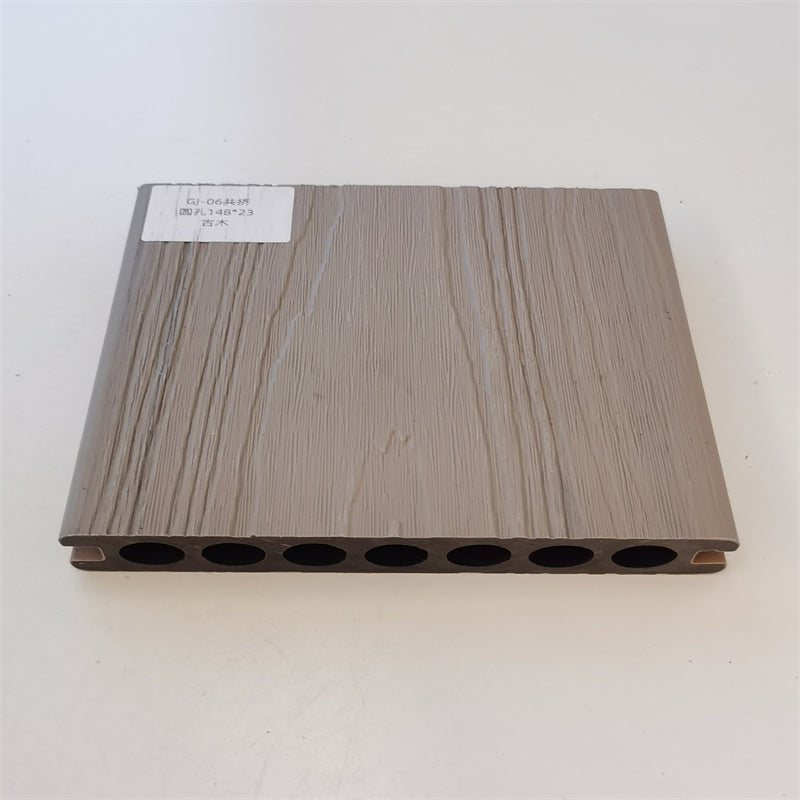 Outdoor wood plastic flooring custom color, pre-cut holes, waterproof, chestnut brown 