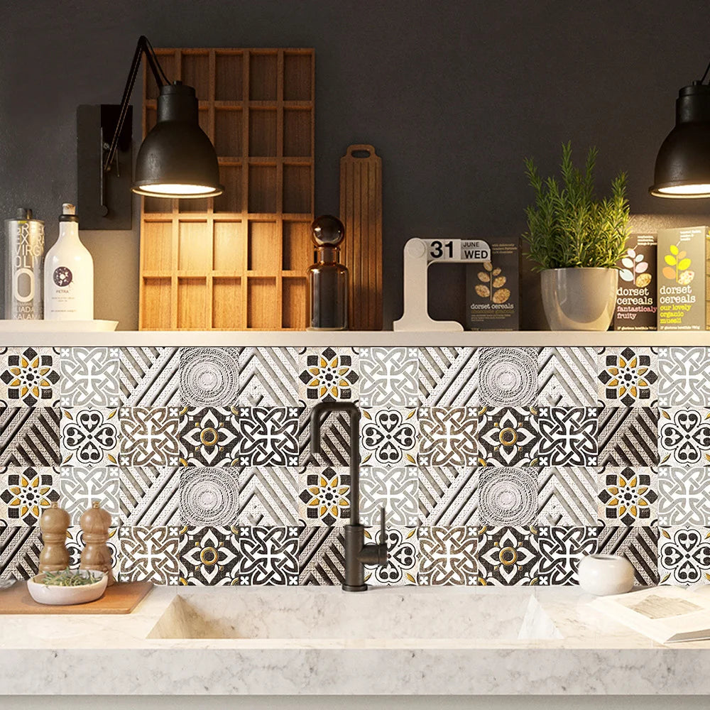 10 Pieces PVC Blue Gray Brick Wall Stickers