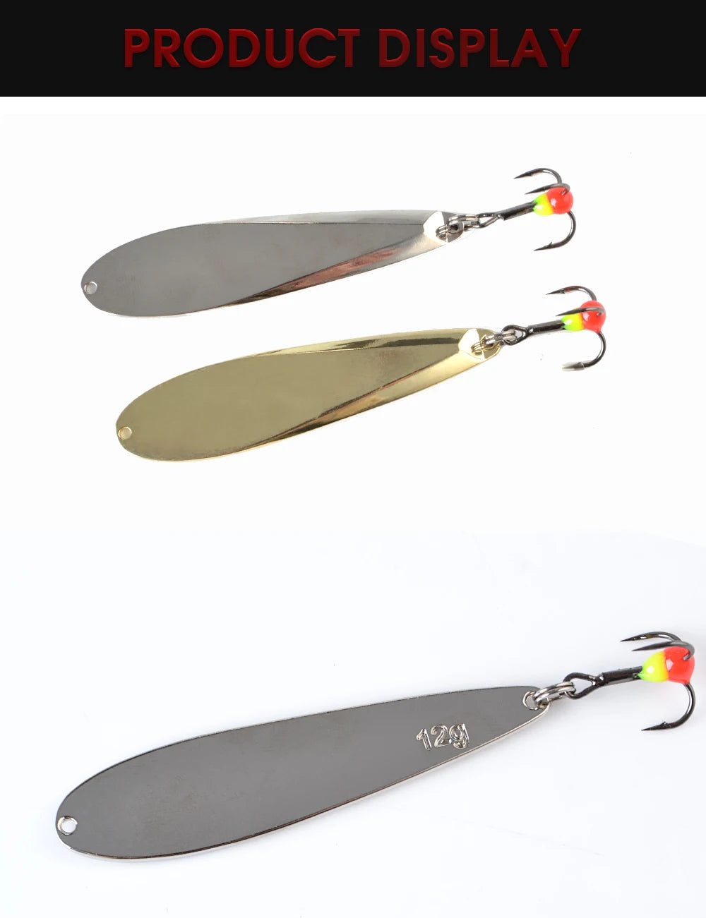 Gold and Silver Vertical Ice Fishing Lure 73mm 12g Sea Bass Mackerel