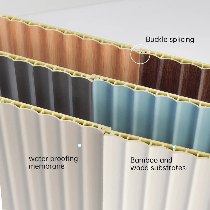 3D Curved Wood Plastic Wall Panels Moisture Resistant Sample