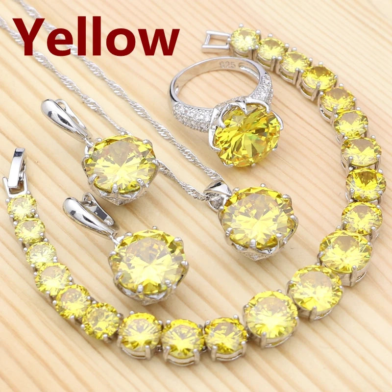 925 Silver Jewelry Set with Olive Green Stone for Women
