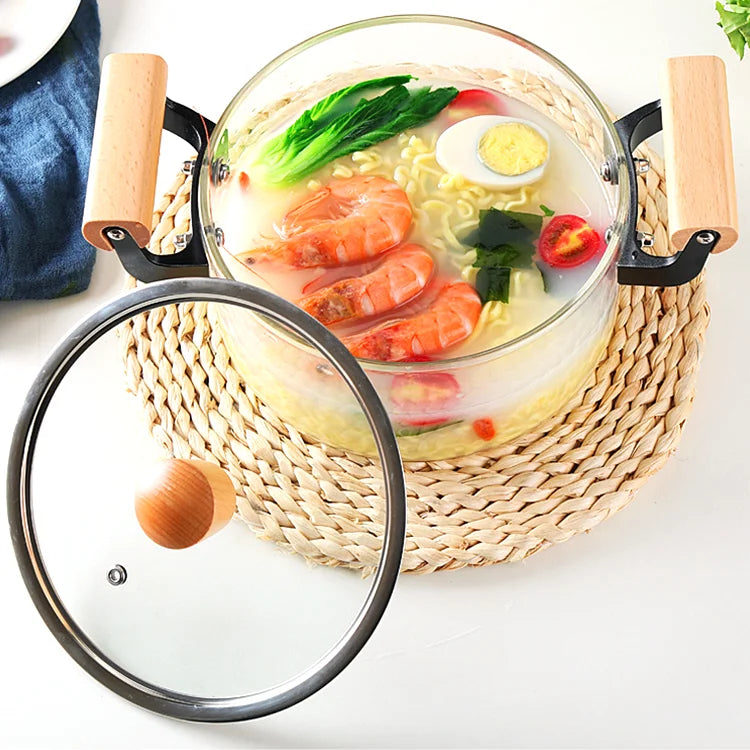 High quality transparent heat-resistant glass pot with lid