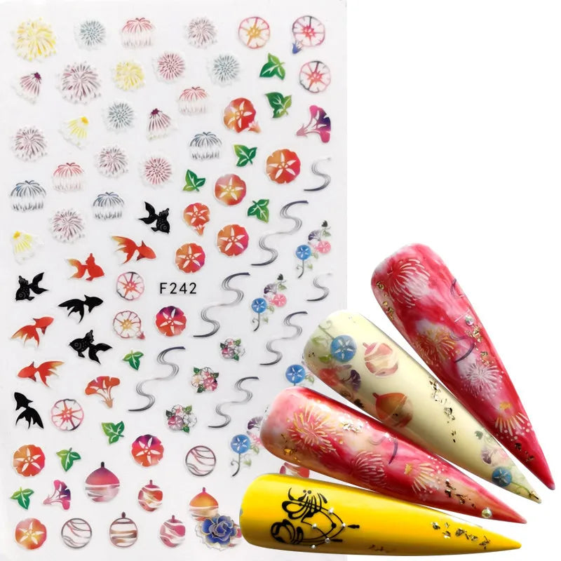 3D Nail Slider Black Russia Letter Sticker Decals Flamingo Design Adhesive Manicure Tips Nail Art Decorations - Daisan Mart
