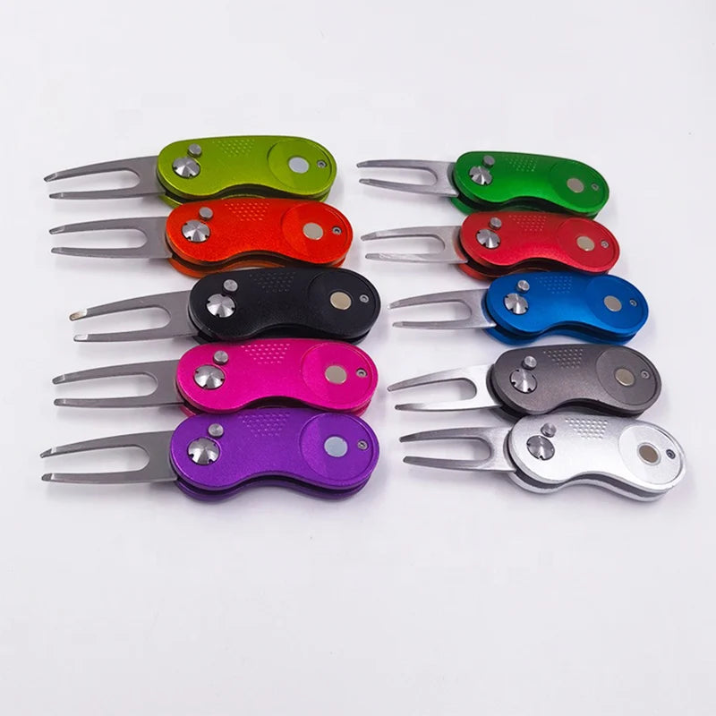 Golf Green Divot Repair Tool with Metal Marker