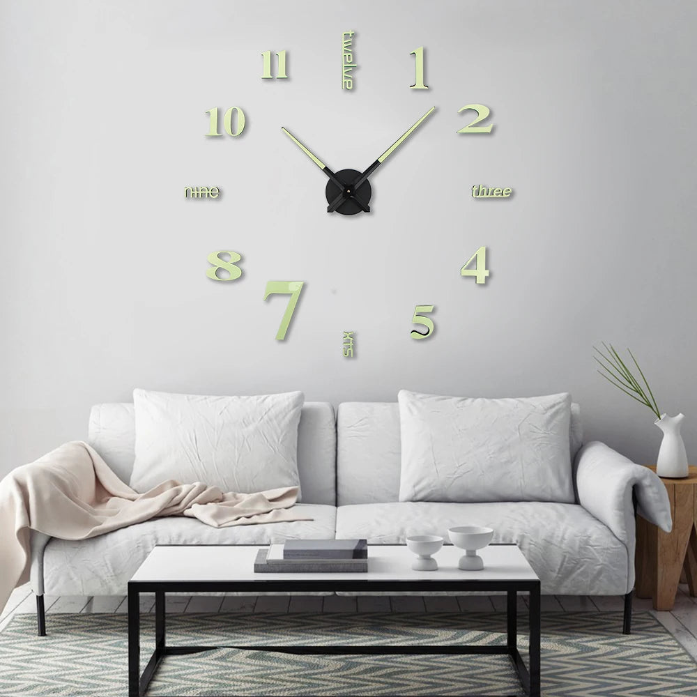 Cheap Night Light Art Acrylic Sticker Design Home Decorative Wall Clocks Luminous Large DIY Modern Wholesale City Stars Kids 3d