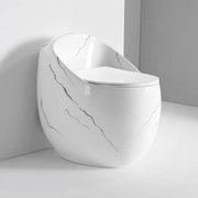 Hot Selling Marble Egg Shaped Sanitary Ware Siphon Bathroom Toilet Wc Commode One Piece Toilet Floor Tiles 